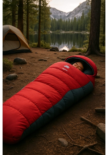 -15 C Su Geçirmeyen Piknik/kamp/tatil Uyku Tulumu Kırmızı
