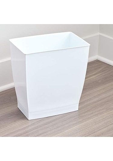 White - Mono Wastebasket Trash Can - Rectangular, White Siyah