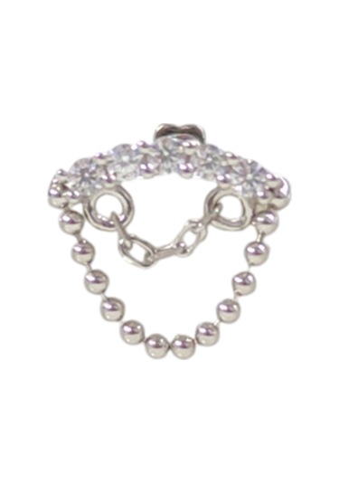 Sallantılı Sırataş Gümüş Tragus Pıercıng - Rodyum Beyaz Beyaz