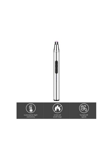 Pazly Türkçe Usb Şarjlı Mavi Alevsiz Ateşleyici, Rüzgar Geçirmez Uzun Saplı, Ev Ve Kamp İçin Güvenli Taşınabilir Sobası Mavi