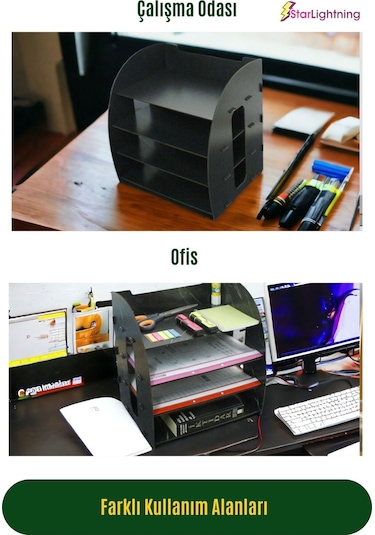 Masa Düzenleyici Organizer Evrak Rafı Masaüstü Organizer Model 6 - Siyah
