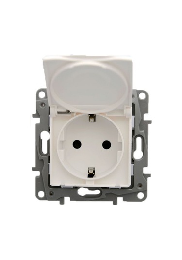 Legrand 767118 Salbei Serisi Beyaz Kapaklı Topraklı Priz 230V 16A