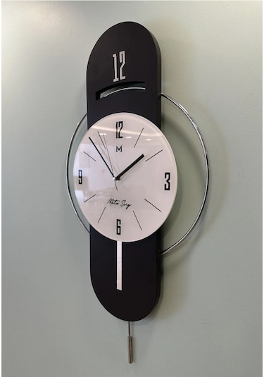 MetaQuartz Aksesuar Antrasit-gümüş Milano Time Modern Dekoratif Metal Duvar Saati Antrasit