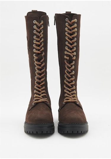 Harley Davidson Pasos Dark Brown Baskılı Nubuk Kadın Çizme 001