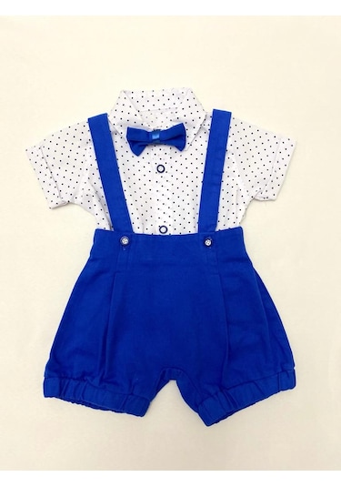 Minaz Baby Mavi Papyonlu Üçlü Takım Mavi