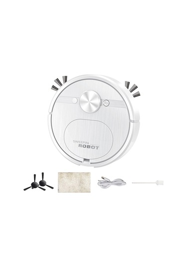 Dancemonkey Otomatik Akıllı Süpürme Robotu Şarj Edilebilir Ev 3'ü 1 Arada Zemin Temizleyici Beyaz, Yüksek Kapasiteli Beyaz