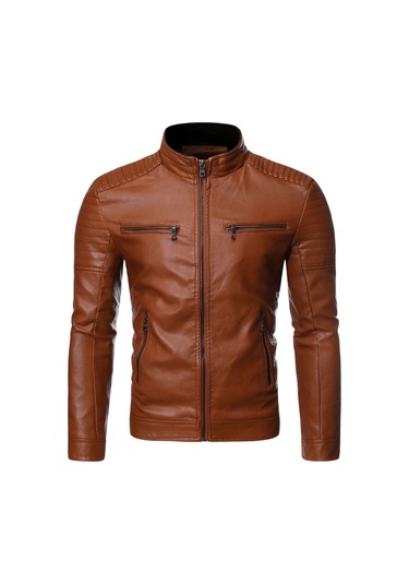 Slim Fit Kalın Erkek Günlük Ceket Motosiklet Kışlık Ceket Siyah