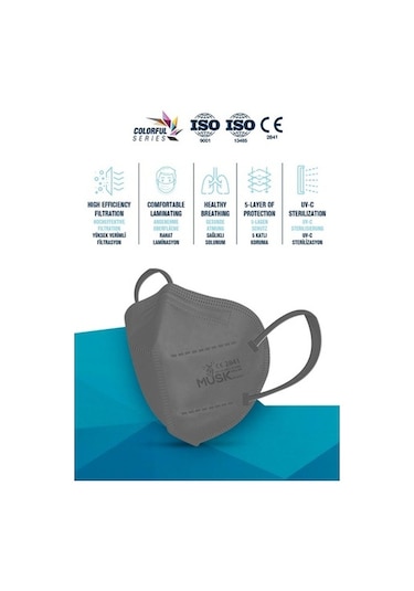 Musk Ffp2/N95 Maske Gri 10 Adet