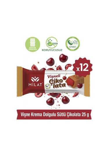 Milat Krema Dolgulu Vişne Çikolata 12 × 25 G