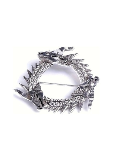 Flybuy Besthome1 1 Adet Moda Gotik Üç Başlı Yuvarlak Rozet Takım Elbise Aksesuarı Gümüş Renk Noel Ürünü Gümüş