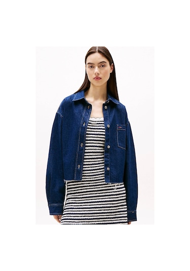 Tommy Jeans Kadın Gömlek-dw0dw20567 Denim Blue Çok Renkli