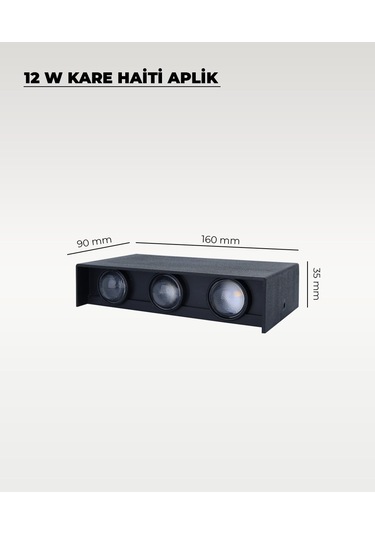 Haiti Led Aplik Siyah Kasa 2200k Amber Işık Siyah