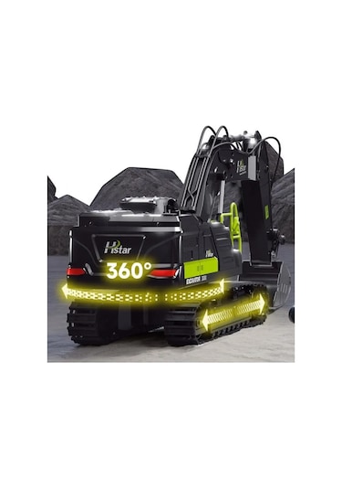 Oyuncak 1:12 Ölçek Büyük Boy Işıklı Sesli Şarjlı Duman Atan Kumandalı Kepçe Sarı Sarı