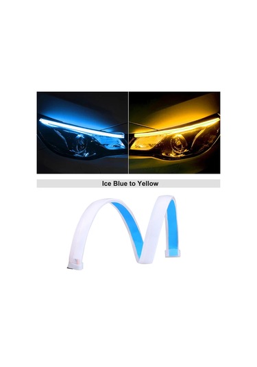 1pc Led Drl Araba Çalışma Işığı Esnek Su Geçirmez Şerit Araba Farları Beyaz Ice Blue To Yellow 60cm 1 Piece Set