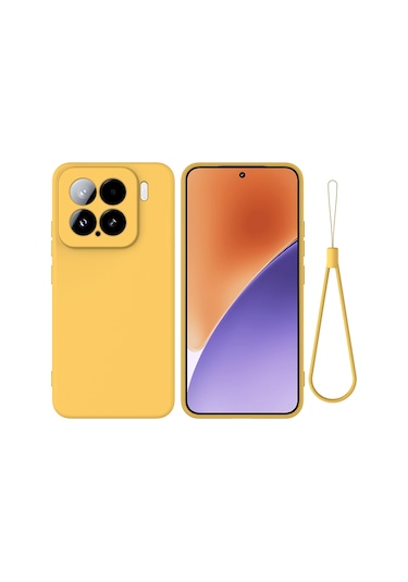 Xiaomi 15 İçin Düz Renk Sıvı Silikon Düşmeye Dayanıklı Tam Kapsama Telefon Kılıfı Sarı