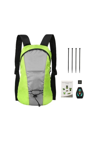 Ebitda Kablosuz Led Sinyal Lambası, Şarj Edilebilir Bisiklet Sırt Çantası - Uzaktan Kumandalı, Yansıtıcı Sarı Sarı