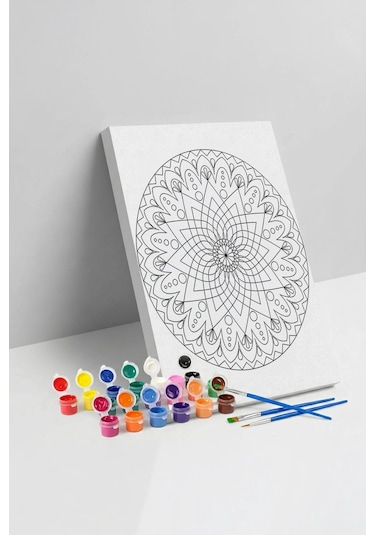 Çiçek Mandala Ahşap Boyama Seti 40x50 Cm