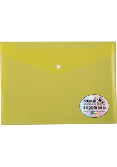 A4 Çıtçıtlı Sarı Şeffaf Renkli Zarf Dosya 1 Adet Artlantis Çıt Çı