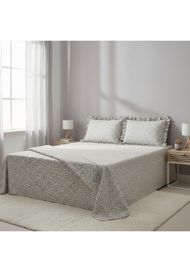 Sarı Çiçekli Fırfırlı Yastık Kılıflı Çarşaf Seti Çok Renkli