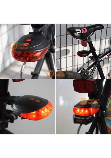 Skyhawk Güvenlik Şeritli Bisiklet Lazer Led Stop Lambası 7 Fonksiyonlu Siyah