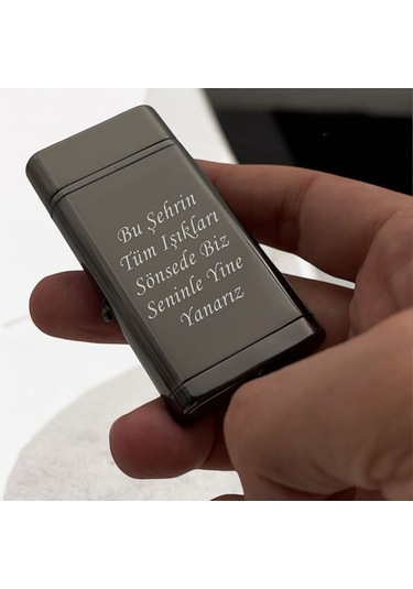 Kişiye Özel Çift Yön Baskı Turbo Jet Işıklı Saatli Çakmak -kutulu Ve Hediye Paketinde