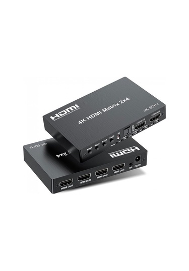 2x4 Hdmı Matrix 4k Anahtarı, 2 İn 4 Out Matrix Video Switcher Splitter