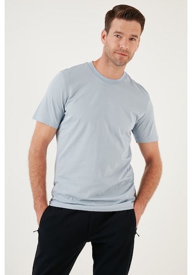 Buratti Pamuklu Regular Fit Bisiklet Yaka Basic Erkek T Shirt 59020201 Orta Mavi