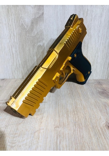 Gold Renk Boncuklu Oyuncak Tabanca 1 Adet + 2 Adet Hedef 9 Cm Siyah + 21 Paket Boncuk Karışık