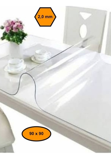 2,0 Mm Pvc Masa Örtüsü, Şeffaf Masa Kaplaması, 90x90