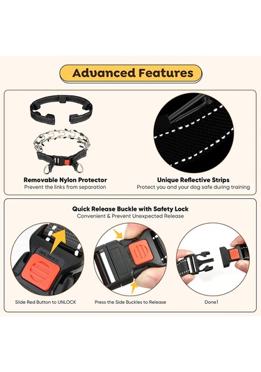 Geekyou Xl Büyüklükte Çıkarılabilir Köpek Eğitimi Kolyesi - Yumuşak Dolgulu, Hızlı Serbest Bırakma Özelliği, Çelik Ve Naylon Malzeme
