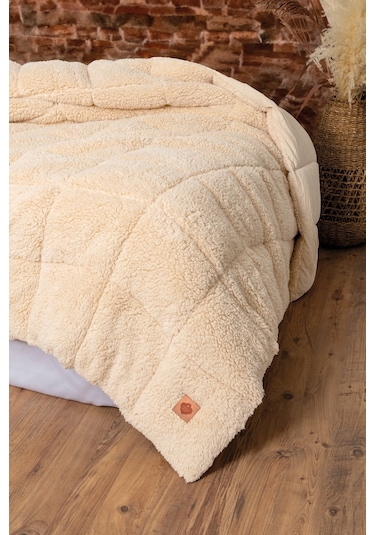 Cotton Box Tek Kişilik Peluş Yorgan Krem 155x215