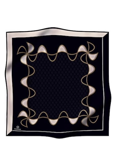 Vissona Twill İpek Eşarp Siyah, Krem 14256-0001