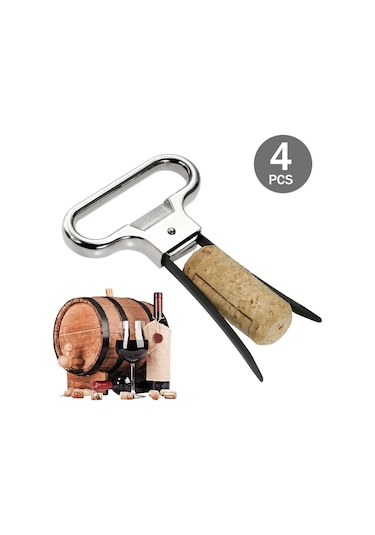 Mufunye "4'lü Profesyonel Şarap Açacağı Seti - Zorlu Mantarlar İçin Özel Tasarım" Gümüş