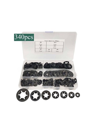 Shineyee 340 Adet Çelik Kilitleyici Yıldız Dişli Yastık Seti - 7 Farklı Boyut, Gb96-85 Standartı, Sert Çelik, Eğlenceli Ve Profesyonel Tamirler İçin