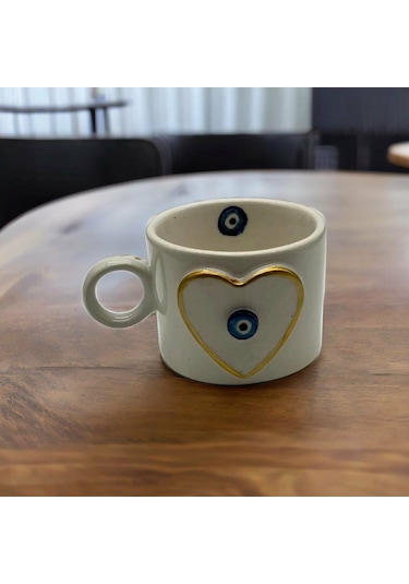 Altın Yaldız Kalp Nazar Fincan Mug