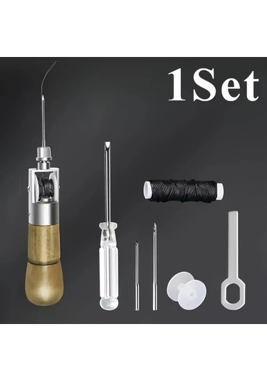 Chuangyinshop 1set Profesyonel Deri Dikiş Biz Seti Ahşap Saplı Dıy Tamir Kiti