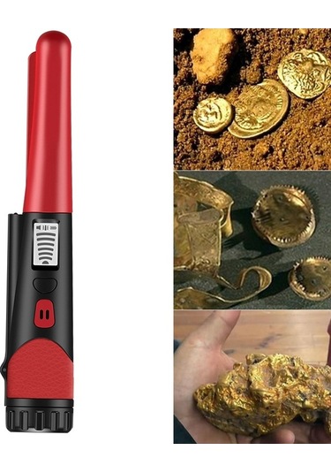 Besthome1 Taşınabilir Hassas Metal Dedektörü - Led Işıklı, Titreşimli Alarmlı, Çanta Hediyeli Kırmızı