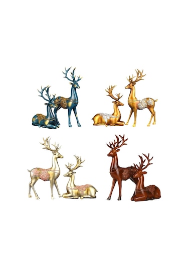 Homyl Yılbaşı Mavisi Için Çift Geyik Süs Reçine Mavi Tarif Edildiği Gibi