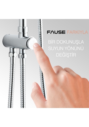 Fause Teleskopik Kolonlu Tepe Duş Seti 3 Fonksiyon Kds122-2 Krom