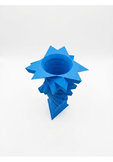 3d Yıldız Spiral Mavi Vazo Özel Tasarım