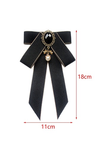 Suntek Şerit Yay Broş Üniforma Bluz Öğrenci Için Ön Siyah