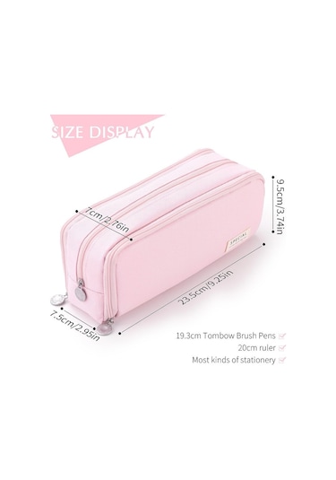 Okul Genç Kız Erkek İçin Büyük Kapasiteli Kalem Kutusu 4 Bölmeli Kese Kalem Çantası-pembe