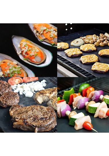 Jeehugo 3'lü Siyah Barbekü Matı - Isı Dayanıklı 260 C, Yemek Tutmayan, Tekrarlı Kullanımlı, Temizliği Kolay, Fırın/grill Uyumlu Çok Renkli