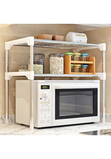 2 Katlı Çok Fonksiyonlu Mutfak Depolama Rafı Mikrodalga Fırın Raf Ünitesi