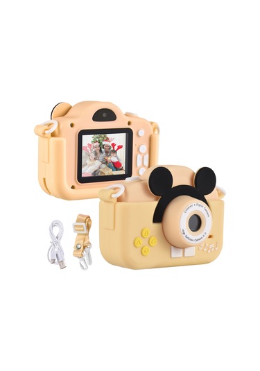 Vkemall Çocuklar İçin Renkli Dijital Kamera - 20mp Lens, 2.0" Ips Ekran, 1080p Video, Çekim/oynatma, Dahili Li-pol Batarya, Sarı