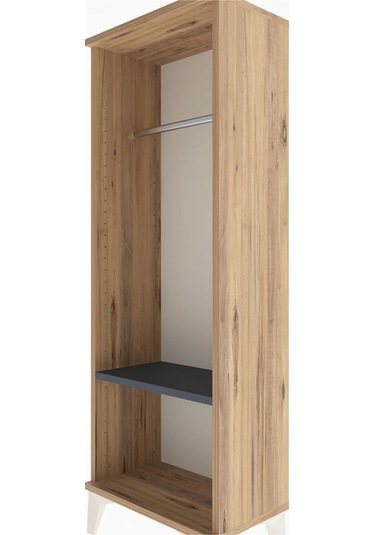 Arges Dolap Tek Raflı Tek Askılı 44x30x134 Çam-antrasit Çam