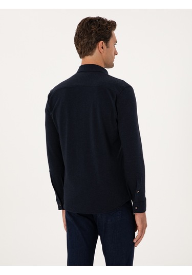 Cacharel Lacivert Slim Fit Uzun Kollu Gömlek