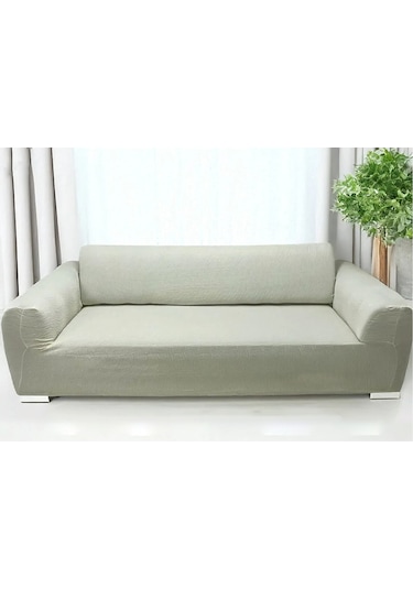 StarMall Jakarlı Ağaç Kabuğu Koltuk Örtüsü, Kanepe Örtüsü, Chester Örtüsü Koltuk Kılıfı 3 Kişilik Bir Adet Sütlü Krem