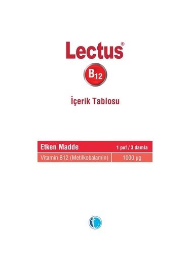 Lectus Metilkobalamin B12 Dil Altı Sprey 10 ML