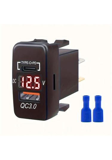 Işık Kırmızı Teller Olmadan 1pc Hızlı Şarj 3.0 & Pd Çift Usb Port Şarj Soketi Adaptörü, Mat Son, Usb Tip-c, Sert Bağlantı Güç Aksesuarı, Evrensel Uygun, Erkekten Dişli Bağlantı, 36v Çalışma Gerilimi Araçları İçin, Bataryasız